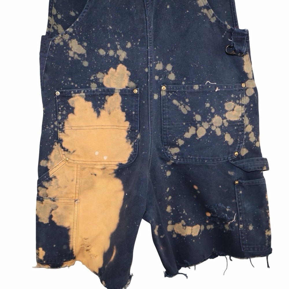 custom-distressed‎ Carhartt bib overalls Cutoff Shorts. Size 30 Navy Blue Cargo - Picture 5 of 8